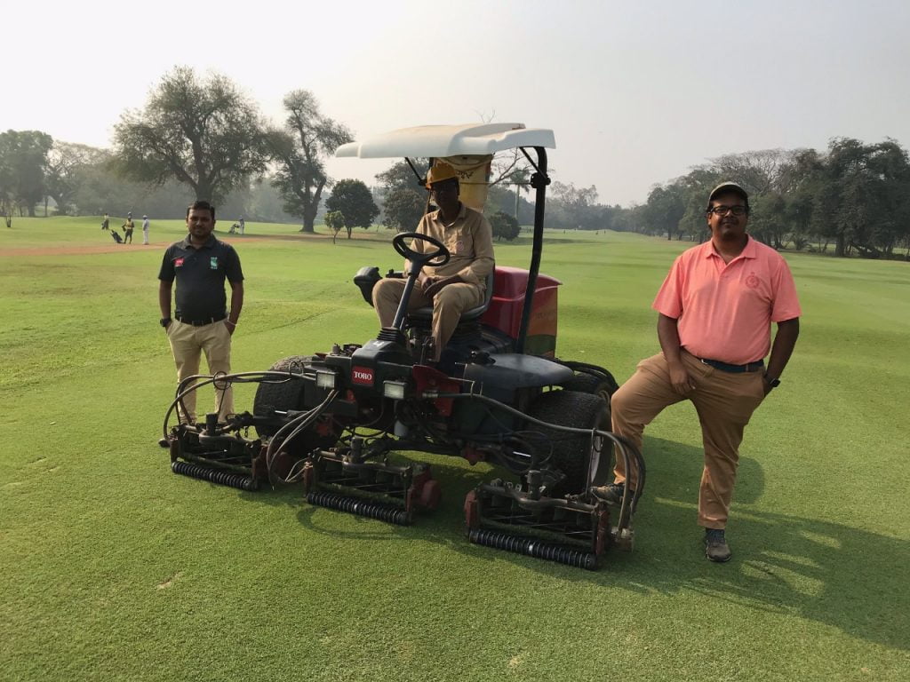Nikhil Sanwal Deputy Golf Course Superintendent with his team on Fairway No.4